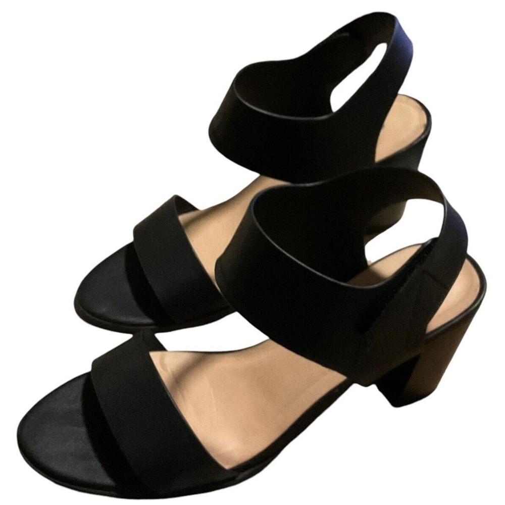 Soda Womens Black Block Heel Sandals Size 10 Open Toe Slingback Strappy Summer
